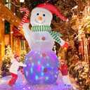 B&D 12FT Giant Christmas Inflatables Snowman Outdoor Decorations, Christmas Blow Up Snowman Inflatables Yard Decoration with Rotating Colorful LED Lights for Holiday Party Garden Yard Outdoor Decor
