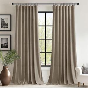 StangH Super Soft Velvet Curtains for Living Room Camel Beige 62 inches Width Room Darkening Noise Reducing Drapes for Kids Bedroom/Office/Winter Decor, W62 x L96, 2 Panels