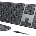 seenda Wireless Bluetooth Keyboard and Mouse Combo, SKM643 Rechargeable Slim Quiet Keyboard Mouse, 3 MultiDevice Connection, Compatible for Windows, Mac, MacBook, iPad, Tablet, Black Gray