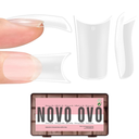 Extra Thick Duck Feet Nail Tips Full Cover for Press on Acrylic with Moon Curve, Medim Long Clear Pre-Etched Matter Flare Wide French Soft Gel Fake False Nail Extension x 15 Sizes 150 pcs