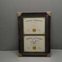 ELSKER&HOME Double Diploma Frames 14x20 for Two 8.5x11 Diplomas, Certificates,Degrees, Documents, Cherry Color Golden Rim for Dual Diploma/Certificate/Document Frame for Two 8.5x11 Inch with Mat