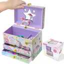 Jewelkeeper Enchanting Unicorn Musical Jewelry Box for Girls - Sparkling Rainbow Design Music Box with 2 Pullout Drawers to Store Earrings, Necklace and Bracelets - Plays The Beautiful Dreamer Tune