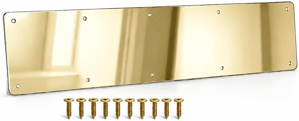 Door Kick Plate, 8" x 34" AL KickPlate, Fits 36" Doors, Gold Mirror Finish