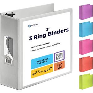 3 Inch Binder 3 Ring Binders Grey, Slant D-Ring 3 Clear View Cover with 2 Inside Pockets, Heavy Duty Colored School Supplies Office and Home Binders  by Enday