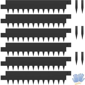 Metal Garden Edging 12" H X 40" L, 6 Pack Steel Garden Edging Border, Bendable Metal Landscaping Edging with 6 Clips for Yard Flower Bed