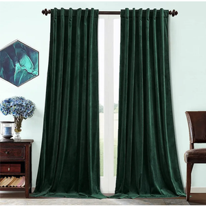 Dark Green Velvet Curtains for Bedroom Window with Back Tab, Super Soft Vintage Luxury Heavy Drapes, Room Darkening Thermal Insulated Curtain for Living Room, W52 by L84 inches, 2 Panels