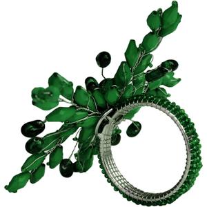 Napkin Rings Set of 12 for Dining Table Decoration Parties Everyday Metal Napkin Holder Leaf Dark Green (Pack of 12)