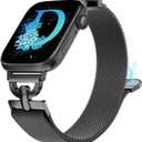 Stainless Steel Magnetic Loop Compatible with Apple Watch Band 42mm 44mm 45mm 46mm 49mm Women Metal Mesh D-shaped Clasp Strap for iWatch SE Series 10/9/8/7/6/5/4/3/2/1/Ultra(1/2) Black