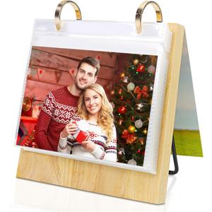 ZEEYUAN 4x6 Desktop Photo Frame Flip Photo Album on Stand with 60 Pockets, Mothers Day Gift for Mom From Daughter Son 4x6 Photo Album Desk Photo Book for Mom Grandma Gifts