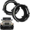 Front Left&Right Headlight Bulb Brackets Buckets Compatible with JEEP Wrangler 1997-2006, Driver/Passenger Side Headlight Bucket, Replace# 110383, 110384