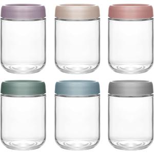 6 Pack Overnight Oats Jars Containers, 500ml Wide Mouth Mason Salad Jars Glass Food Storage Containers Ideal for Yogurt Snacks Spice Sugar Fruit Salad Beans