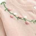 Curipeer Little Girls Cardigan Sweater Buttons Long Sleeve Toddler Knitted Jacket 2-8Y (Beige, S)
