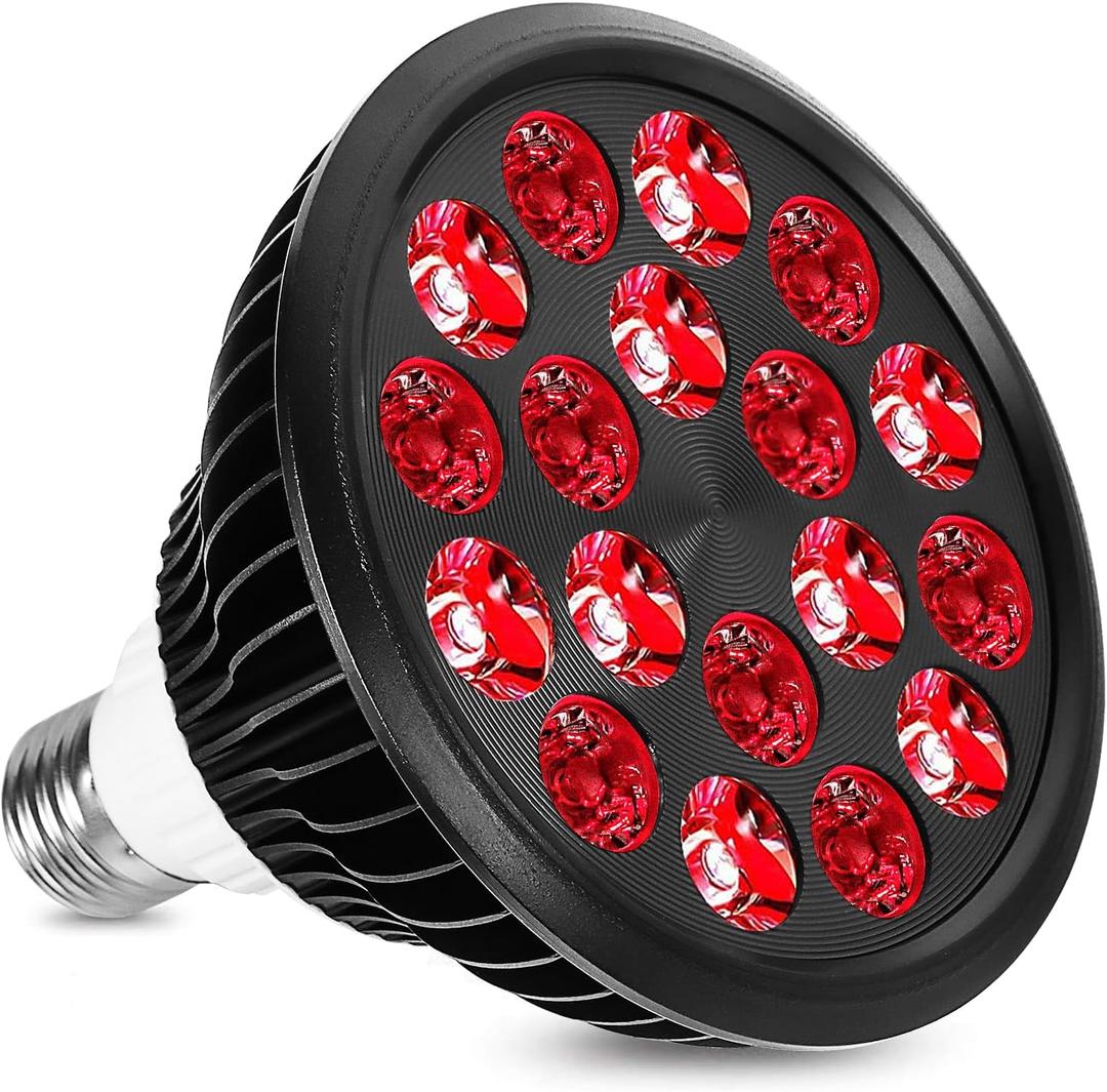 Red Light Therapy Bulb-18 LEDs Lamp for Body and Face with 660nm Red and 850nm (Invisible to Naked Eyes) Infrared Light Therapy Device for Skin-Only Lamp