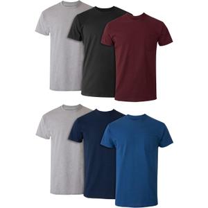 Hanes Men's Pocket Undershirt Pack, Cotton Crew Neck T-Shirt, Moisture Wicking Tee, Assorted 6-Pack (Medium)