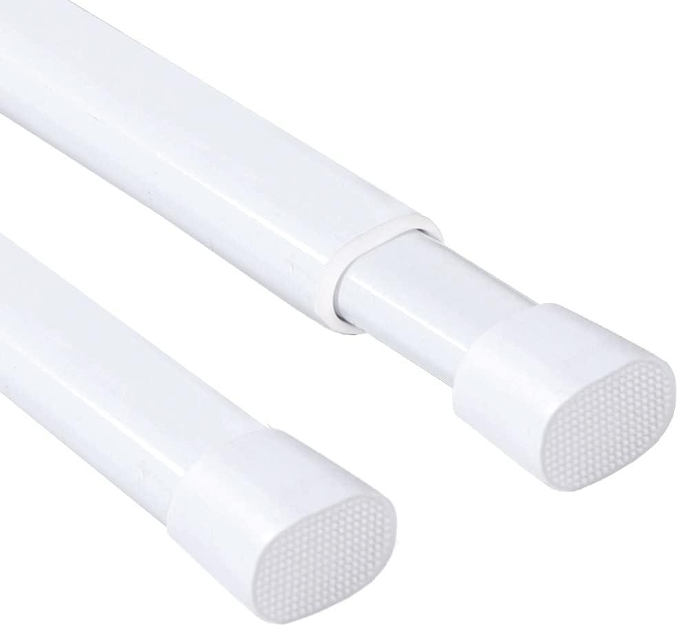 H.VERSAILTEX 2 Pack Spring Tension Curtain Rods 36-60 Inch Lightweight Tensions Rods Securely in Place; Easy to use/Install for Kitchen/Bathroom/Wardrobe, Durable Sturdy Rods, White