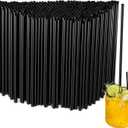 500Pcs Black Disposable Straws5.12 Straight Flat Straw,0.16 Diameter, For Kitchen,Bar,Club,Drinks, Milk, Soda, Party, Whiskey (500, 5.12'')