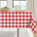 Softalker Gingham Checkered Tablecloth Rectangle - Outdoor Waterproof Buffalo Plaid Table Cloth, Stain Resistant Washable Table Cover for Picnic, Camping, Dining - Red and White, 60 x 120 Inch