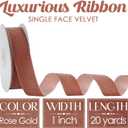 MEEDEE Rose Gold Velvet Ribbon 1 Inch Single Face Nylon Velvet Ribbon 2 Rolls 20 Yards Pink Christmas Ribbons for Christmas Tree, Gift Wrappig, Rustic Wreath, Velvet Bow Making, Home Decor