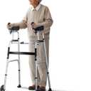 VEVOR 2 in 1 Folding Walker & Removable Armrests, Height Adjustable Foldable Walker with 5" Solid Wheels, Lightweight Aluminum | Front Wheeled Mobility Aid for Elderly Handicapped Disabled, 450 Pounds