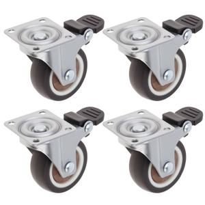2 Inch Plate Swivel Caster Wheels Set of 4, No Noise Rubber Wheels with Locking Brakes, Small Casters Load Capacity 208LBS,Ball Bearing Plate Swivel Castors for Small Furniture, Worktables