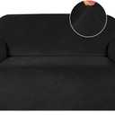 Turquoize Velvet Loveseat Covers Stretch Love Seat Couch Covers for 2 Cushion Couch Velvet Sofa Cover with Non Slip Elastic Bottom Furniture Cover Crafted from Soft Fabric (Loveseat, Black)