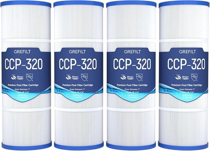 CCP320 Pool Filter Cartridges Replaces Pentair Clean & Clear Plus 320
Compatible with Pentair R173573, Pleatco PCC80-PAK4, 20 1/6" x 7", 4-Pack, 320 sq. ft.