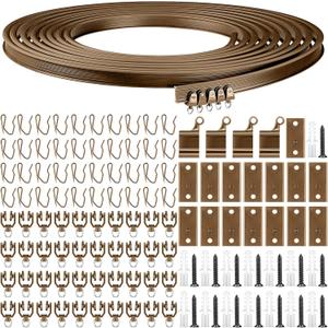 Jetec Curtain Tracks Ceiling Flexible Curtain Track Bendable Rail Curved Wall Mounted for Living Room Bedroom Divider Rod RV(5 Meter/ 16.4 Feet, Brown)