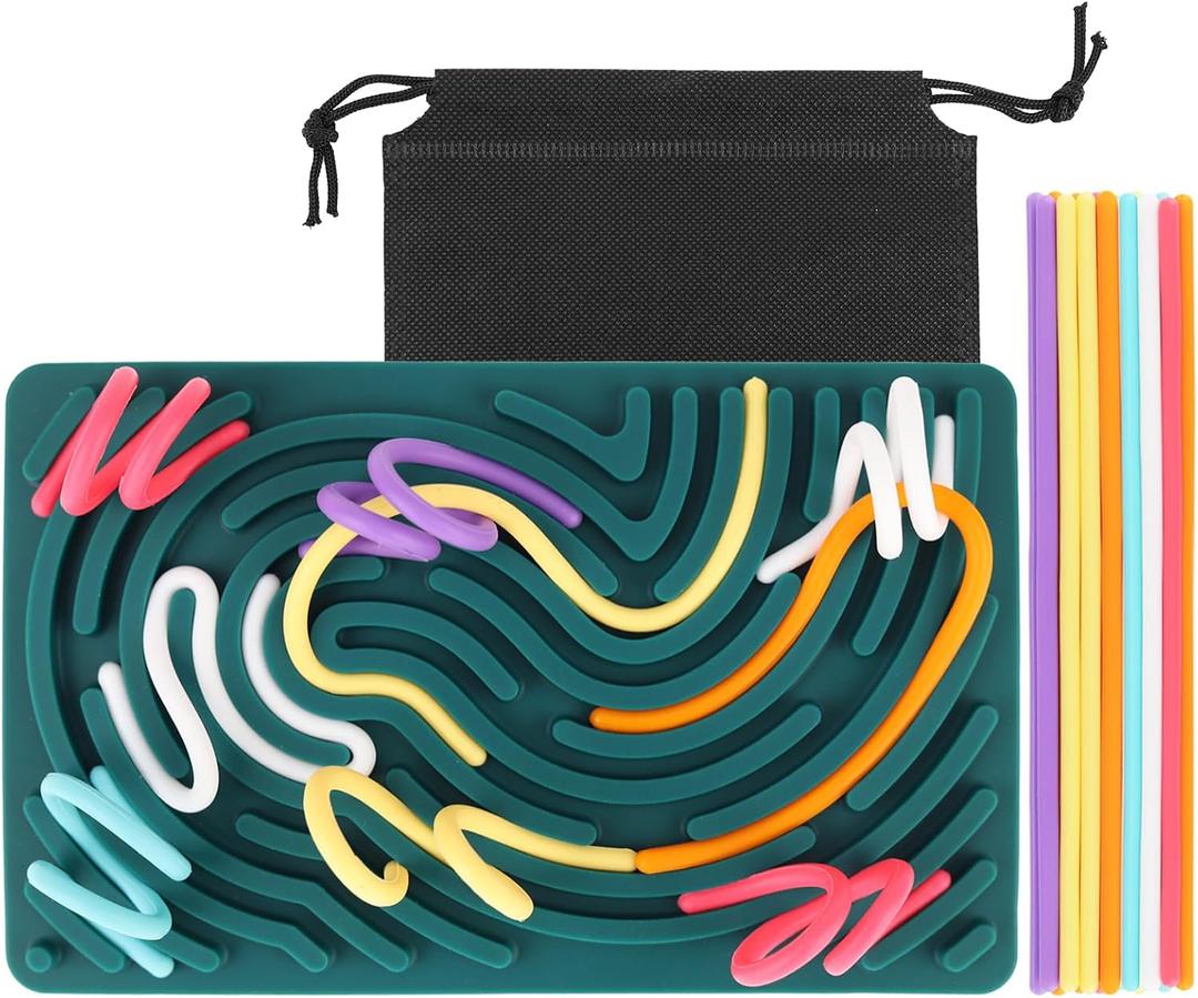 3 x ddLUCK Sensory Activity Board, Silicone Fidget Toy for Stress Relief, Calming, Focus, ADHD and Autism, 6 Colors Sensory Toys Game Controller for Kids 2+ & Adults with 20 Strings