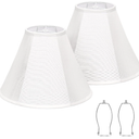 White Lamp Shades Set of 2, Bell Lamp Shades 6"Top x 13"Bottom x 10"High, Medium Shade Replacement Fabric Natural Linen Hand Crafted(Spider Fitter), Harp Holders Included, Easy Assembly Required