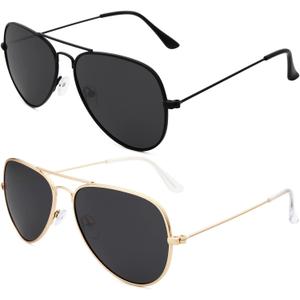 livho Sunglasses for Men Women Aviator Polarized Metal Mirror UV 400 Lens Protection (All black & Gold Black)