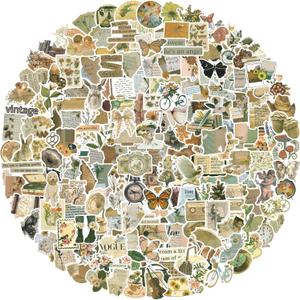200pcs Vintage Stickers, Scrapbook Aesthetic Sticker Pack for Adults, Waterproof Retro Design Vinyl Decals for Water Bottle, Laptop, Journal, Luggage