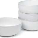 Junko Cereal Bowls Set of 4-36 Ounce Ceramic Bowls, Japanese Noodle Bowl Set, Ceramic Bowls for Kitchen, Breakfast, Oatmeal, Microwave and Dishwasher Safe (Snow)