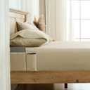 Entisn Pure Cotton Fitted Sheets with Pockets on Side, 400 Thread Count Queen Cotton Fitted Sheet Only, Deep Pocket Fits Mattress Up to 16 Inch, Breathable & Soft Bedding Sold Separately (Beige)