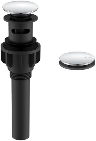 KENES Chrome Bathroom Pop Up Sink Drain with Overflow, Lavatory Bathroom Vanity Sink Drain Stopper, Sink Drain Assembly with Overflow Anti Clog Pop Up Drain