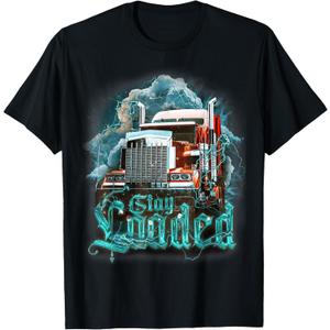 Truck Driver Design for Men Dad Big Rig Semi-Trailer Truckin T-Shirt (Black, XL)