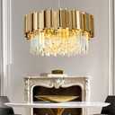Luxury Modern Crystal Chandeliers Contemporary Gold Chandelier Light Fixture 6 Lights K9 Crystal Pendant Lamp for Dining Room Living Room Foyer Kitchen Hotel Dia 19.7 inches