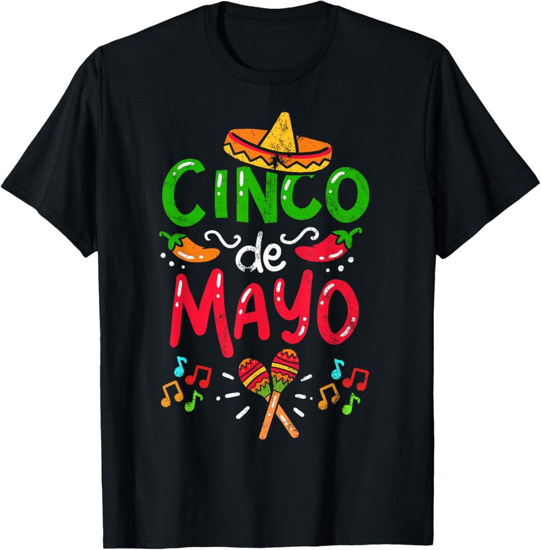 Vintage Cinco De Mayo Mexico T-Shirt (Small, Black)