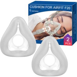 2 Packs Full Face CPAP Mask Cushion (S) for ResMed Airfit F20 & Airtouch F20, Innovative 3D Memory Foam with Built-in Silky Grey Fabric Liner - Highlights Soft Fit & Leak-Free Seal for F20 Mask Small