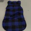 Malier Classic Plaid Fleece Dog Coat - Warm Winter Jacket with Pocket, Windproof, Blue, X-Large