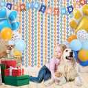 Blue Dog Birthday Decorations Dog Paw Party Decorations Paw Streamers Balloons 3.3 X 6.6ft Foil Fringe Curtains Photo Booth Prop Backdrop for Kids Birthday Party Decor