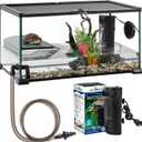 REPTIZOO Glass Turtle Tank Kit, 10 Gallon Turtle Tank Starter Kit with Drainage System, Basking Platform and Quiet Aquarium Corner Internal Filter, 20" x 12" x 10" Aquatic Terrarium