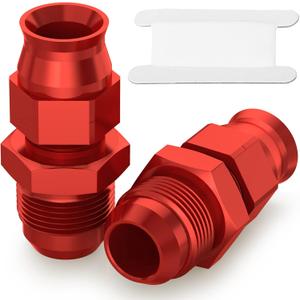 GASHER 2PCS 10AN Male Flare to 3/8" Fuel Hardline Tube Fitting Straight Adapter Aluminum Alloy Red Anodized