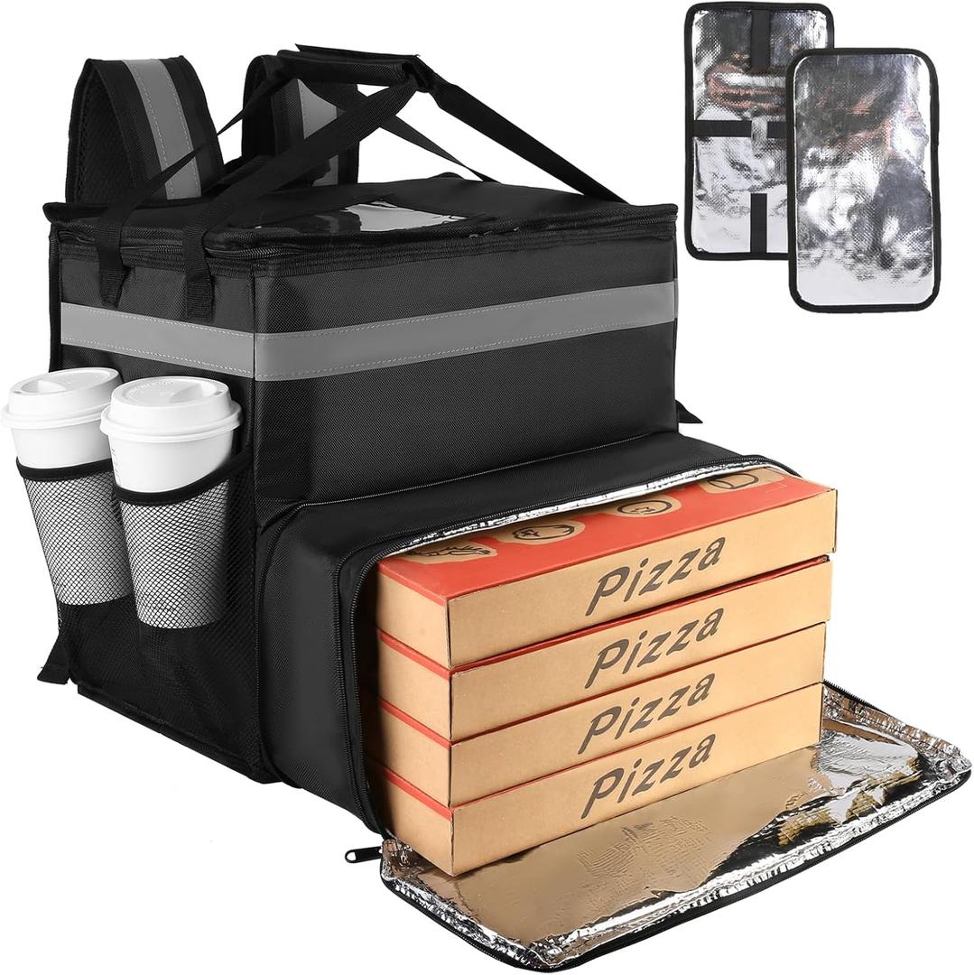 Insulated Food Delivery Backpack with Cup Holders, Expandable Bag, XXX-Large（Expandable）