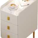 White Solid Wood Bedside Table Bedroom Simple Modern Bedside Cabinet Small Apartment Ultra Narrow 25cm Three Drawer Storage Cabinet (25*40*60cm)