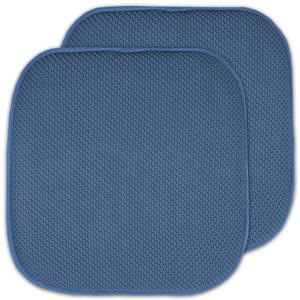 Sweet Home Collection | Honeycomb Memory Foam Non Slip 16 x 16 Chair Pad, Blue, 2 Pack