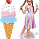 5.2 FT Large Ice Cream Cone Cardboard Cutout Stand up Ice Cream Photo Booth Props for Summer Birthday Party Baby Shower Decorations Sweet Theme Shop Photo Booth Props Backdrop