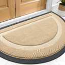 OLANLY Half Circle Door Mat Indoor Outdoor Entrance Welcome, Waterproof All-Season, All-Weather Doormat, Sturdy Natural Rubber, Low Profile, Easy Clean Patio Porch Entryway Mat, 29.5x17, Beige