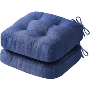 IASEAHK Chair Cushions, Dining Chair Cushions, Tufted Indoor Chair Pads, Set of 2, Navy Blue, 16.5'' x 16.5'' x 3.5''