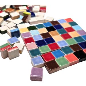 Ceramic Mosaic Tiles for Crafts Bulk, Small Square Porcelain Tiles Embellishment, Gift for Dollhouse Maker, 9.5x9.5mm, 300 pcs