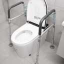 Toilet Safety Rails for Seniors, Adjustable & Foldable Toilet Frame for Elderly and Disabled, Handicap Toilet Handles Fits Any Toilet (350 lb)